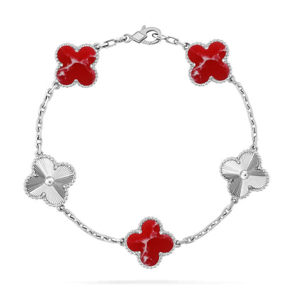 [Limara]LUCKY CLOVER 5-MOTIF BRACELET - RED LARIMAR COLLECTION