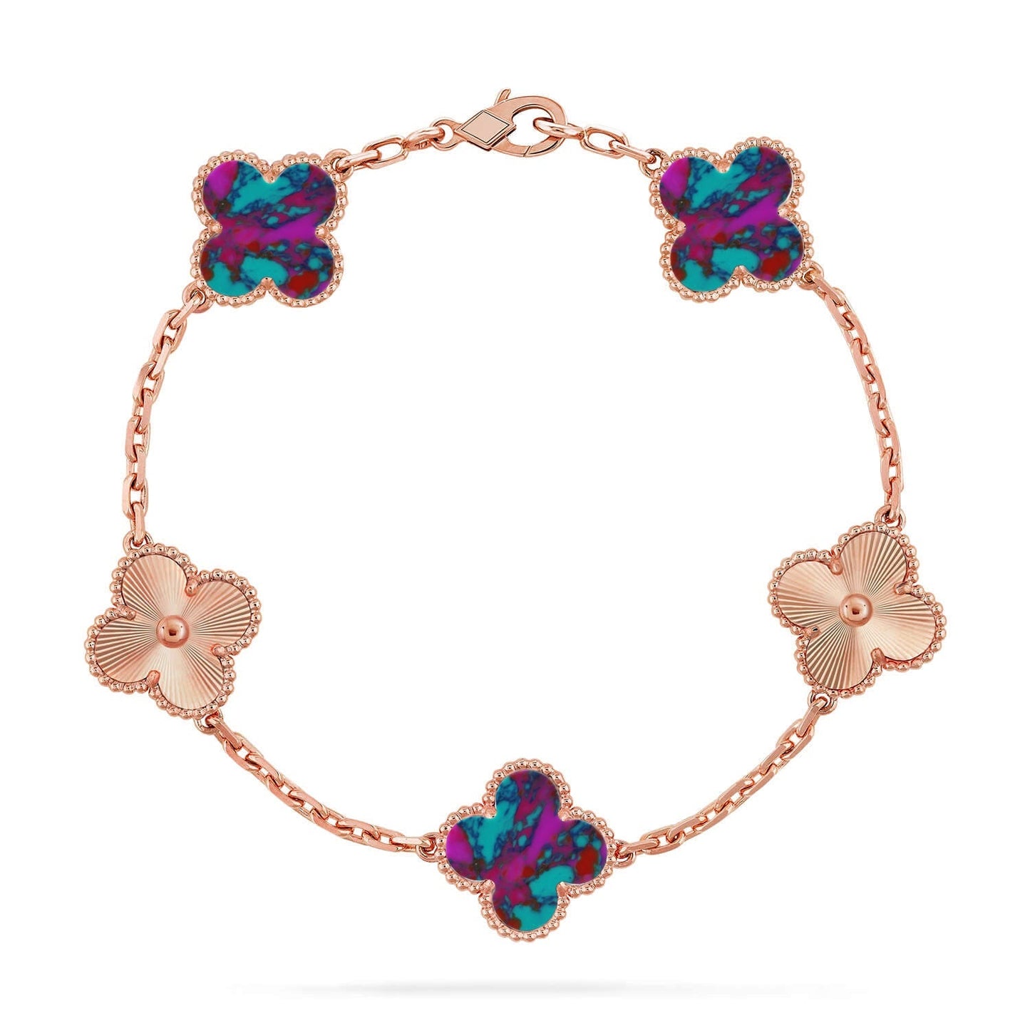 [Limara]LUCKY CLOVER 5-MOTIF BRACELET - MULTI-GEM COLLECTION