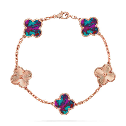 [Limara]LUCKY CLOVER 5-MOTIF BRACELET - MULTI-GEM COLLECTION