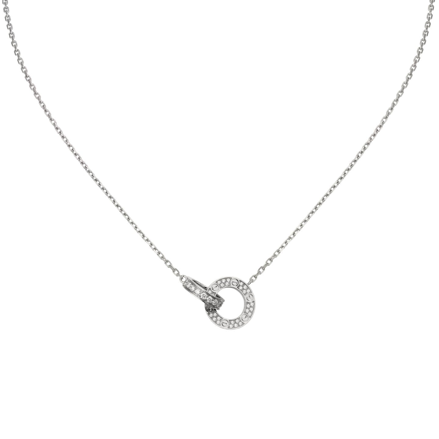[Limara]LOVE DOUBLE-RING PENDANT FULL-PAVÉ NECKLACE