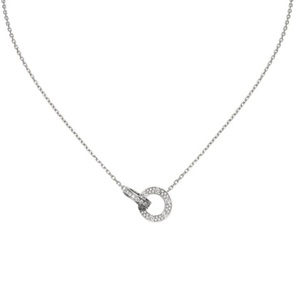 [Limara]LOVE DOUBLE-RING PENDANT FULL-PAVÉ NECKLACE
