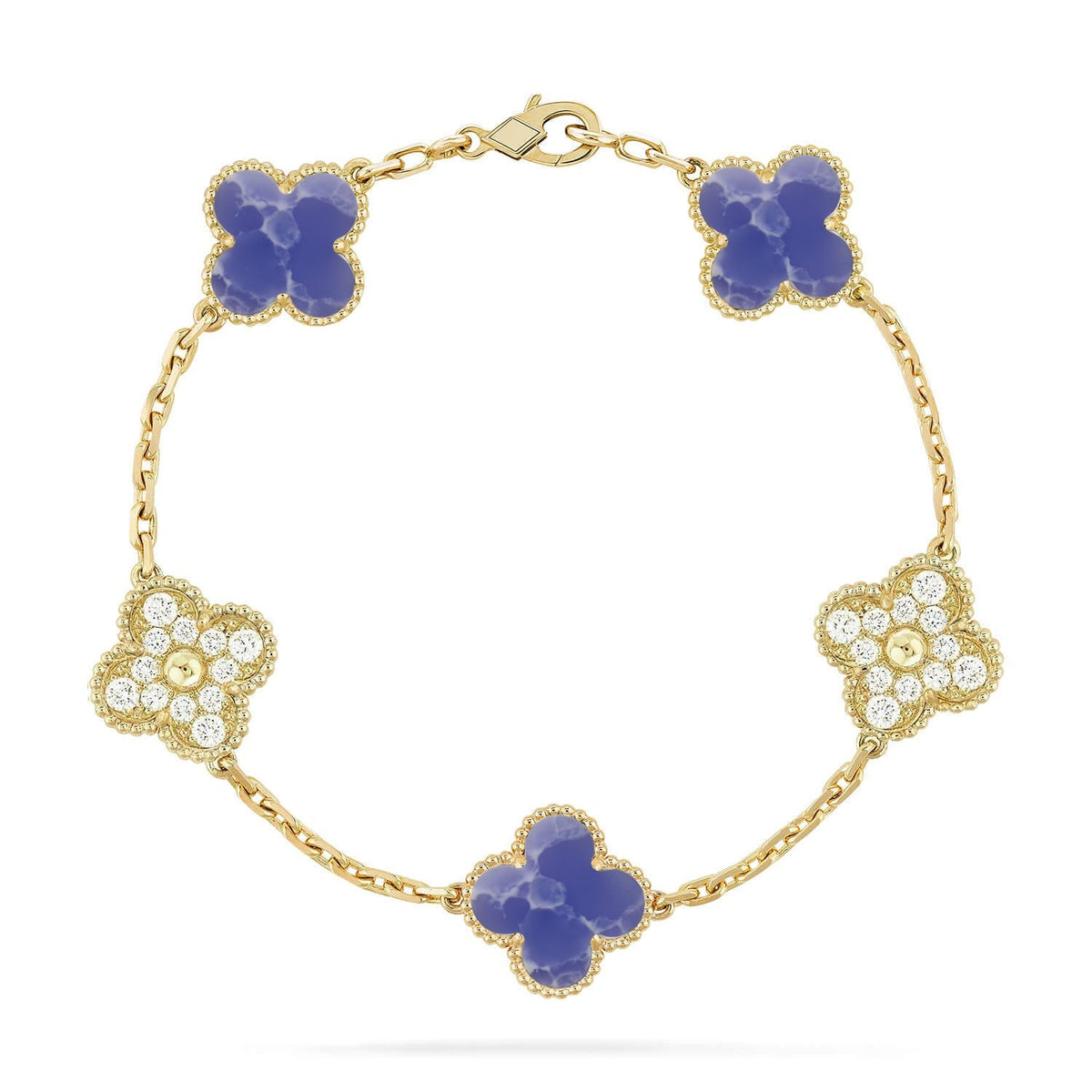 [Limara]LUCKY CLOVER 5-MOTIF BRACELET - BLUE LARIMAR COLLECTION