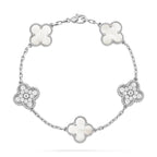 [Limara]LUCKY CLOVER 5-MOTIF-ARMBAND – WEISSES PERLMUTT-KOLLEKTION