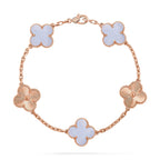 [Limara]LUCKY CLOVER 5-MOTIF BRACELET - PURPLE CHALCEDONY COLLECTION