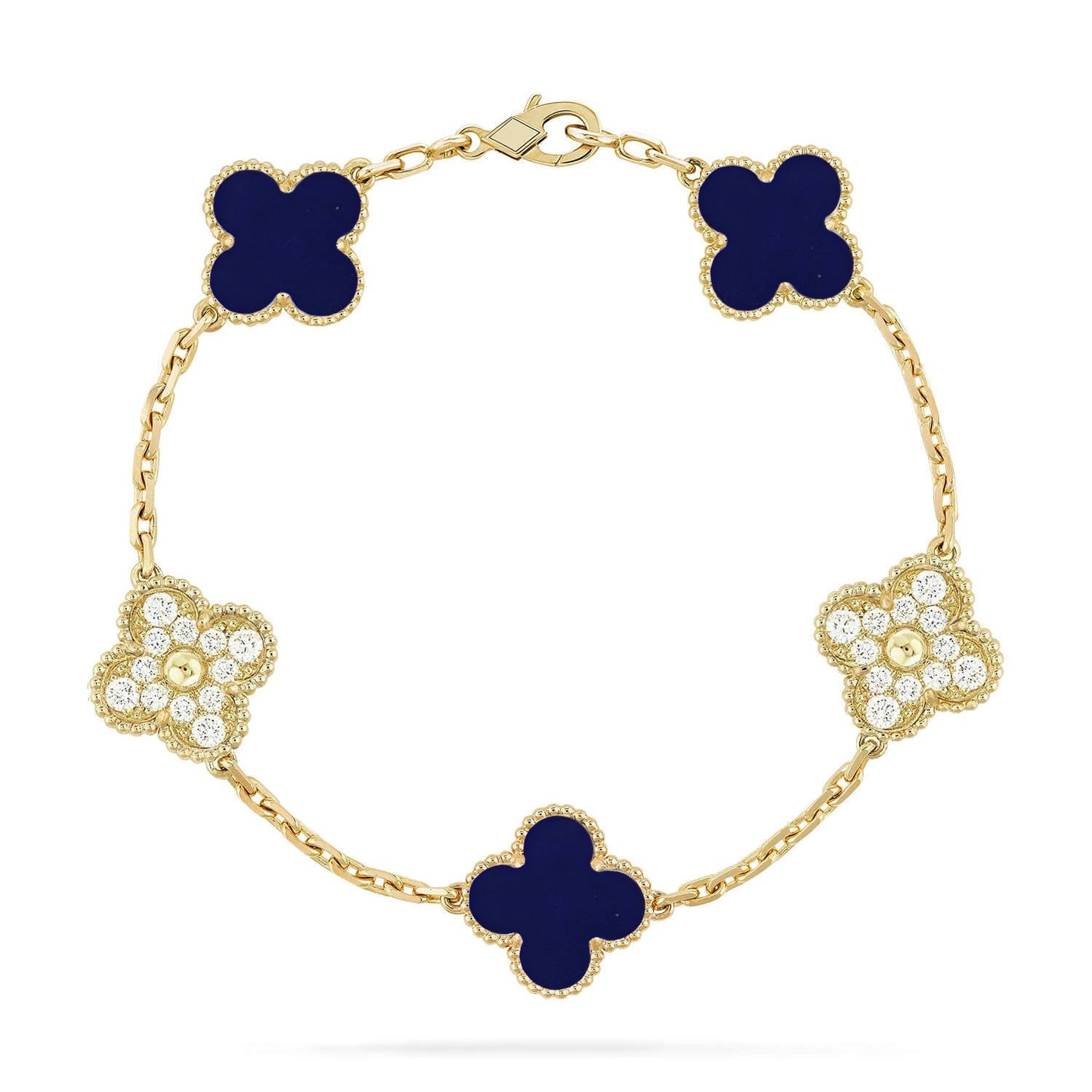 [Limara]LUCKY CLOVER 5-MOTIF BRACELET - LAPIS LAZULI COLLECTION