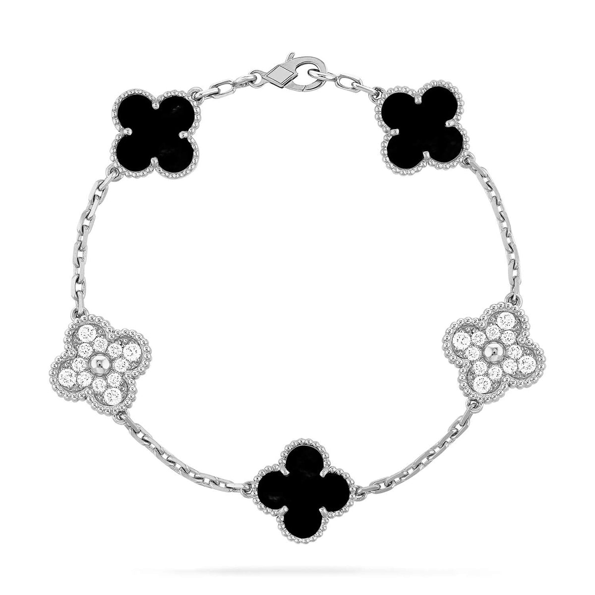 [Limara]LUCKY CLOVER 5-MOTIF BRACELET - BLACK OXNY COLLECTION
