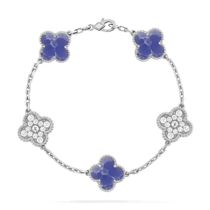 [Limara]LUCKY CLOVER 5-MOTIF BRACELET - BLUE LARIMAR COLLECTION