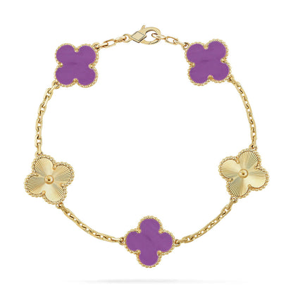 [Limara]LUCKY CLOVER 5-MOTIF BRACELET - VIOLET COLLECTION