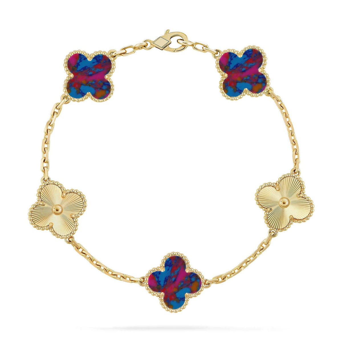 [Limara]LUCKY CLOVER 5-MOTIF BRACELET - MULTI-GEM COLLECTION