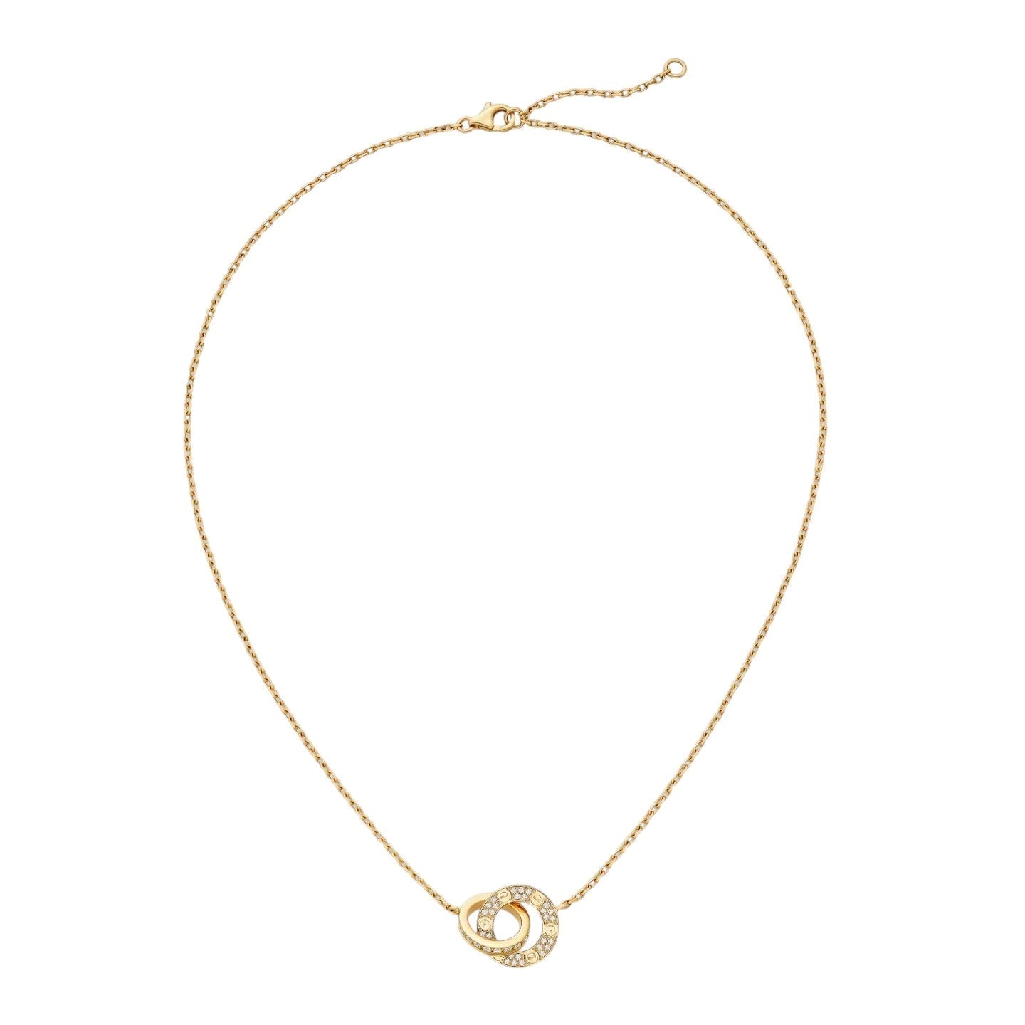 [Limara]LOVE DOUBLE-RING PENDANT FULL-PAVÉ NECKLACE