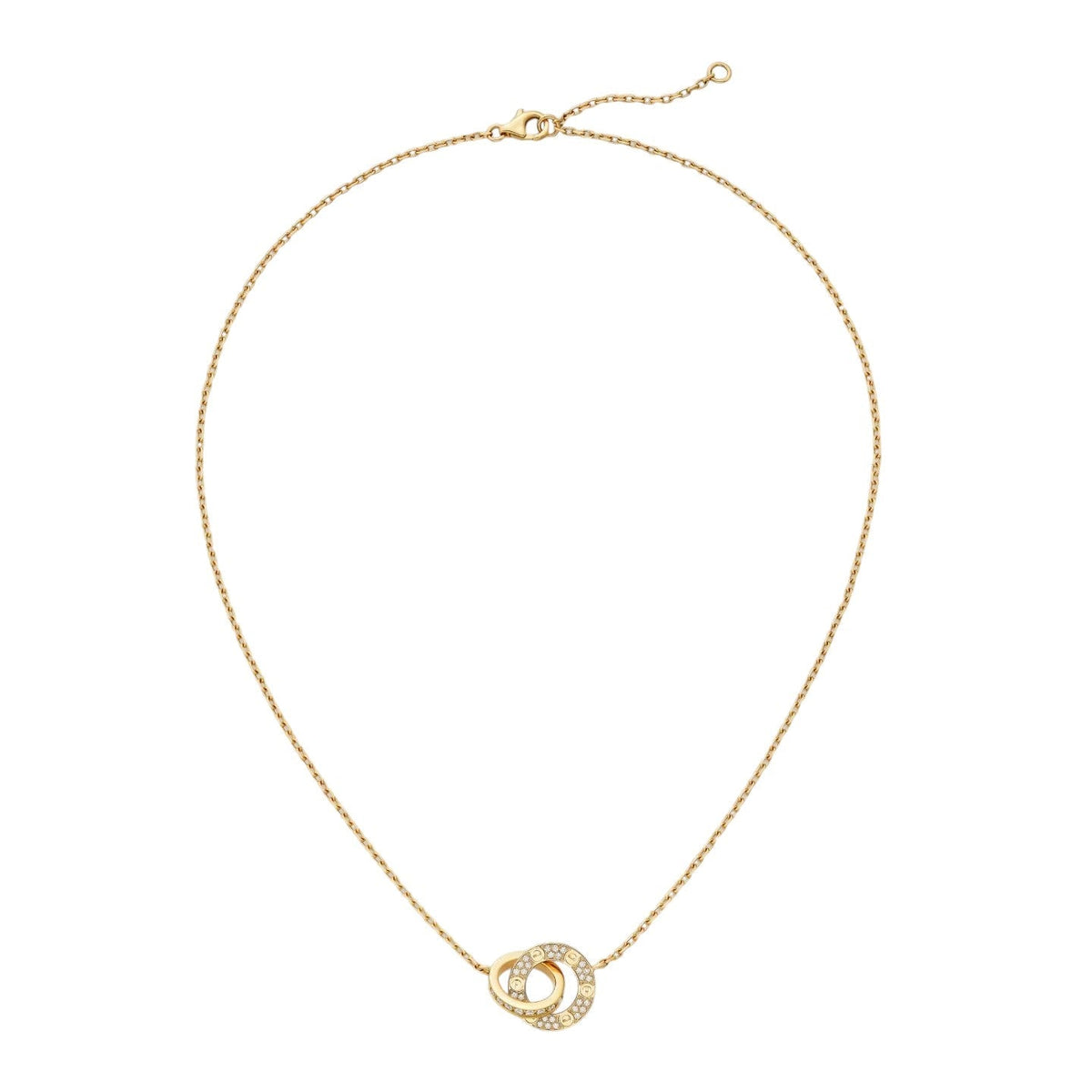 [Limara]LOVE DOUBLE-RING PENDANT FULL-PAVÉ NECKLACE