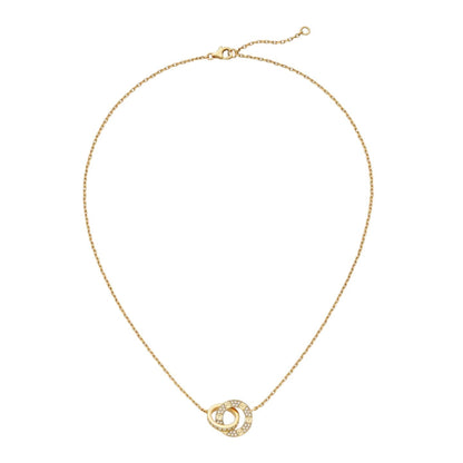 [Limara]LOVE DOUBLE-RING PENDANT FULL-PAVÉ NECKLACE