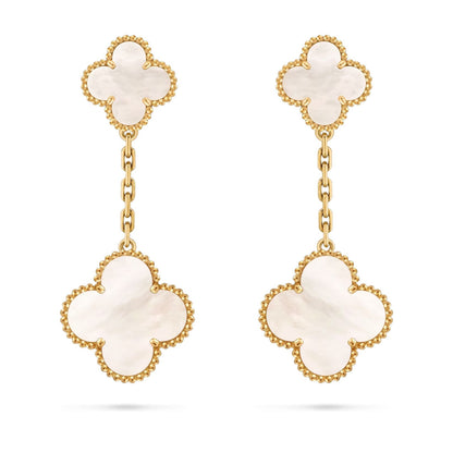 [Limara]CLOVER DUAL-MOTIF STATEMENT STUD EARRINGS - DOUBLE-CHARM COLLECTION