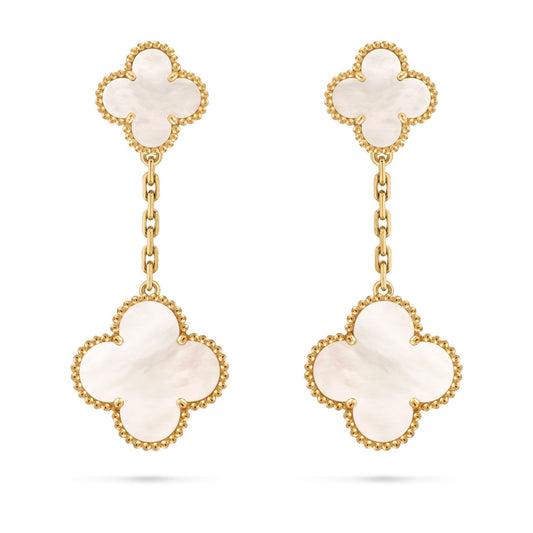 [Limara]CLOVER DUAL-MOTIF STATEMENT STUD EARRINGS - DOUBLE-CHARM COLLECTION