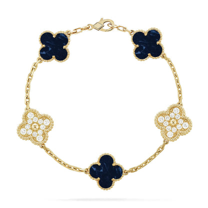 [Limara]LUCKY CLOVER 5-MOTIF BRACELET - PIETERSITE COLLECTION