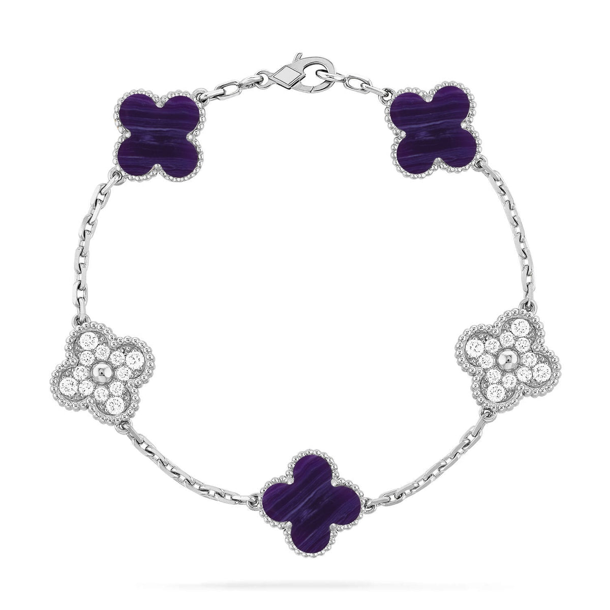 [Limara]LUCKY CLOVER 5-MOTIF BRACELET - CHAROITE COLLECTION