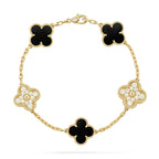 [Limara]LUCKY CLOVER 5モチーフブレスレット - BLACK OXNYコレクション