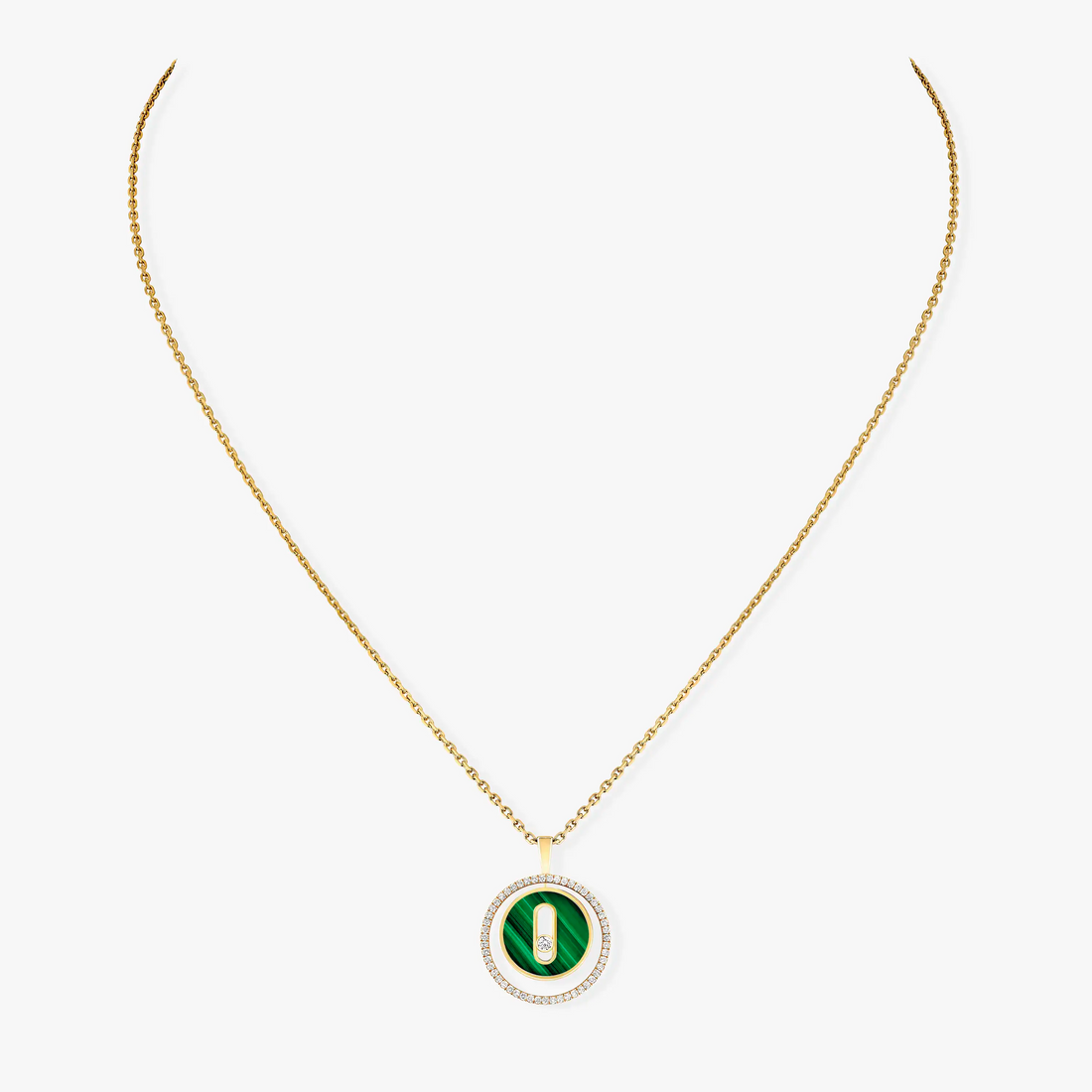 [Limara]LUCKY MOVE 1 DIAMOND MALACHITE GOLD DIAMOND NECKLACE