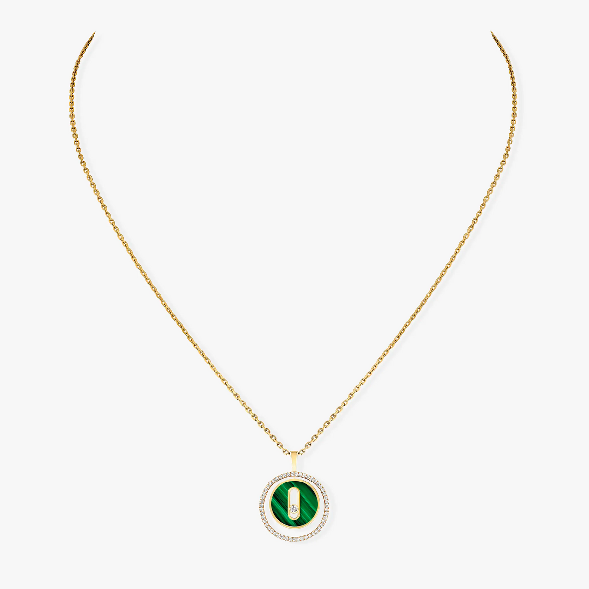 [Limara]LUCKY MOVE 1 DIAMOND MALACHITE GOLD DIAMOND NECKLACE