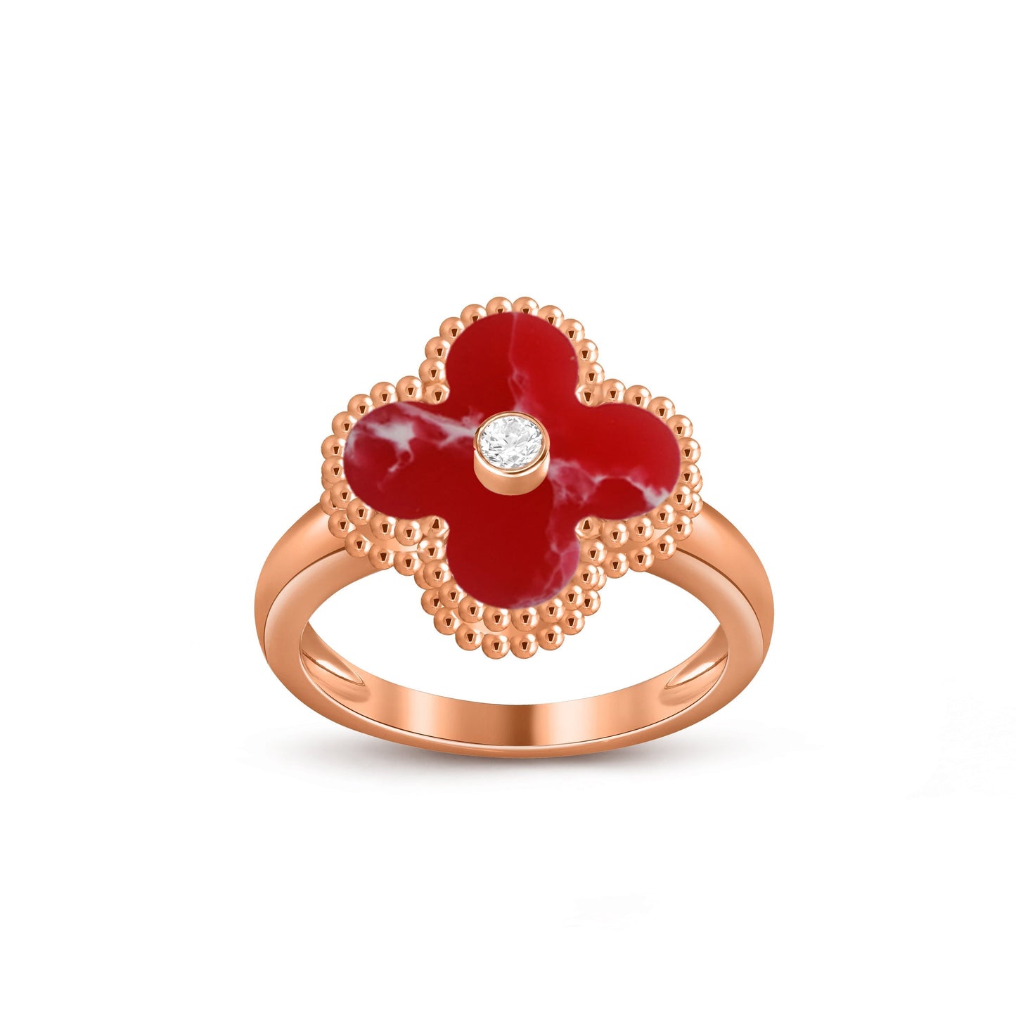[Limara]LUCKY CLOVER DIAMOND-ACCENT ROSE GOLD RING COLLECTION