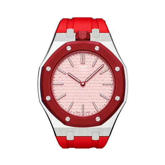 [Limara]OAK POP ORANGE-RED STEEL SILICONE STRAP