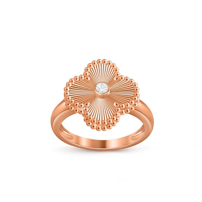[Limara]LUCKY CLOVER DIAMOND-ACCENT ROSE GOLD RING COLLECTION
