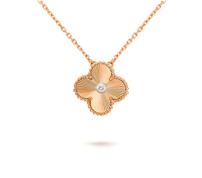 [Limara]15MM CLOVER FLOWER DIAMOND PENDANT NECKLACE COLLECTION