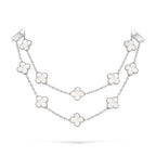 [Limara]CLASSIC 20-MOTIF LUCKY CLOVER LONG NECKLACE WHITE GOLD COLLECTION