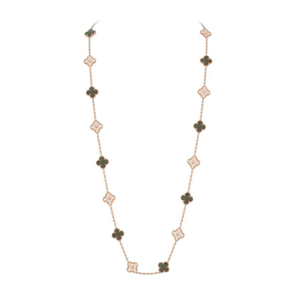 [Limara]CLASSIC 20-MOTIF LUCKY CLOVER LONG NECKLACE ROSE GOLD COLLECTION