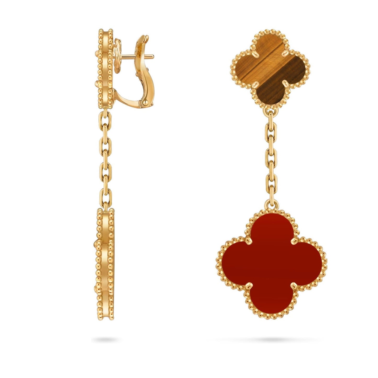 [Limara]CLOVER DUAL-MOTIF STATEMENT STUD EARRINGS - DOUBLE-CHARM COLLECTION