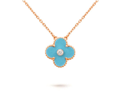 [Limara]15MM CLOVER FLOWER DIAMOND PENDANT NECKLACE COLLECTION