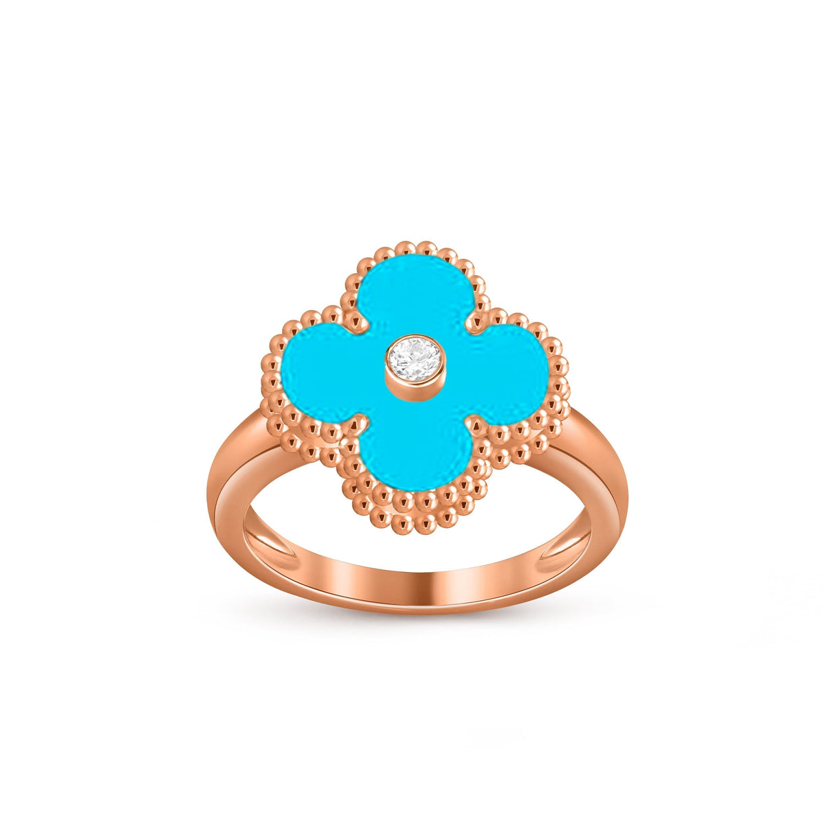 [Limara]LUCKY CLOVER DIAMOND-ACCENT ROSE GOLD RING COLLECTION