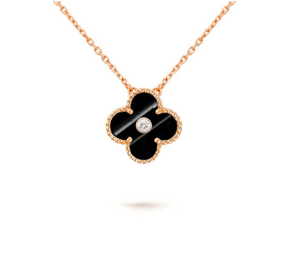 [Limara]15MM CLOVER FLOWER DIAMOND PENDANT NECKLACE COLLECTION
