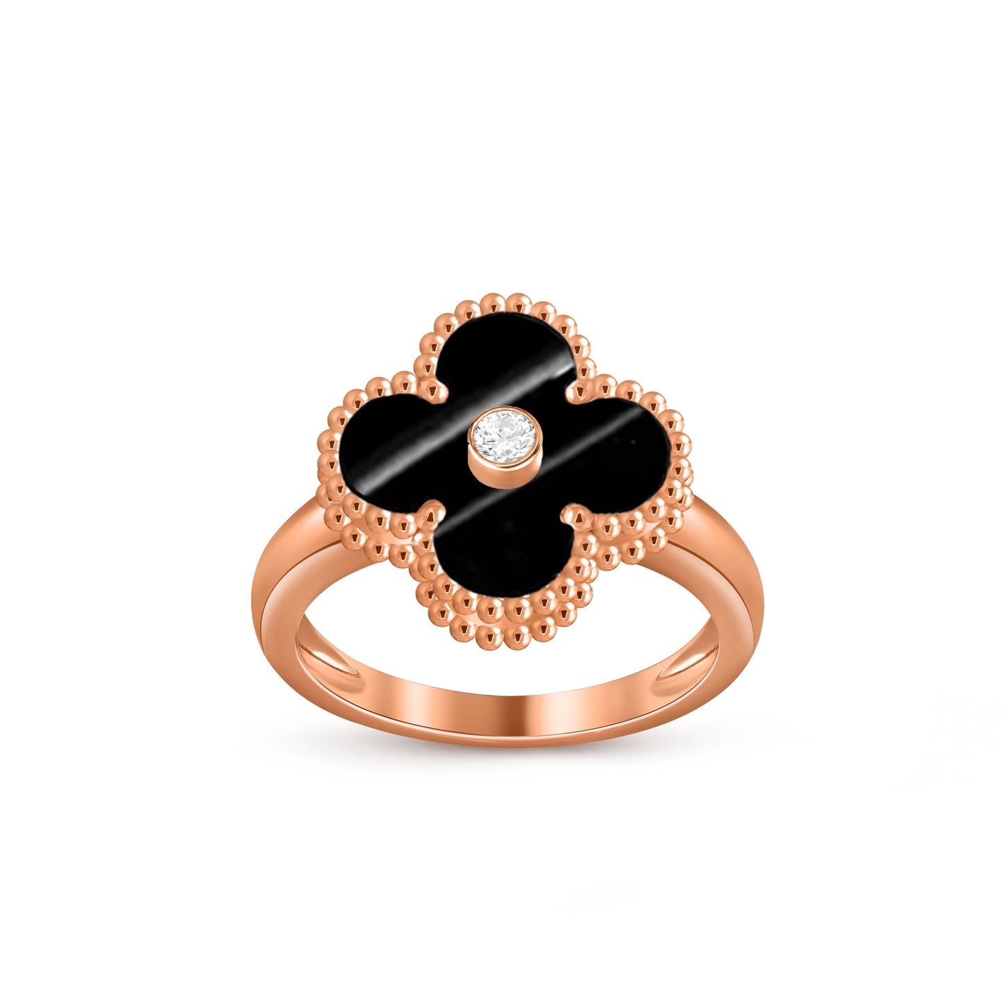 [Limara]LUCKY CLOVER DIAMOND-ACCENT ROSE GOLD RING COLLECTION
