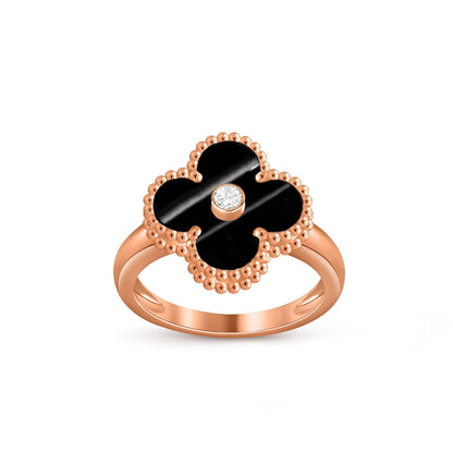[Limara]LUCKY CLOVER DIAMOND-ACCENT ROSE GOLD RING COLLECTION