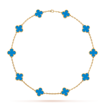 [Limara] CLOVER 10 MOTIFS BLUE AGATE NECKLACE