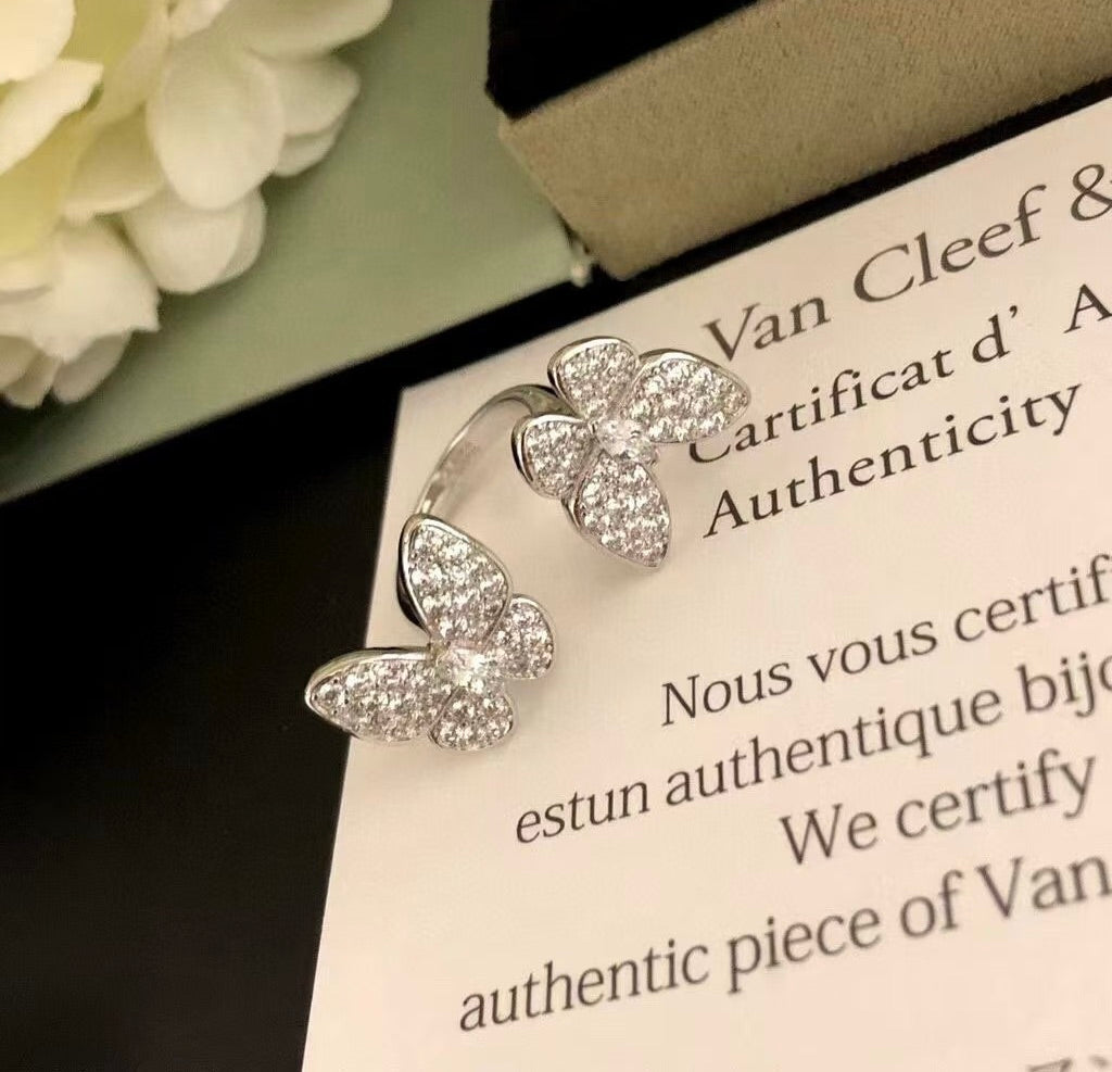 [Limara]TWIN SILVER BUTTERFLY DIAMOND RING