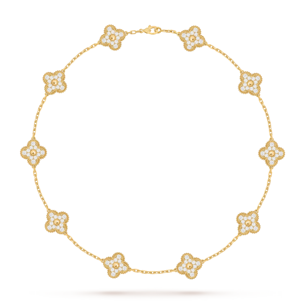 [Limara]CLASSIC LUCKY 10-MOTIF CLOVER NECKLACE GOLD COLLECTION