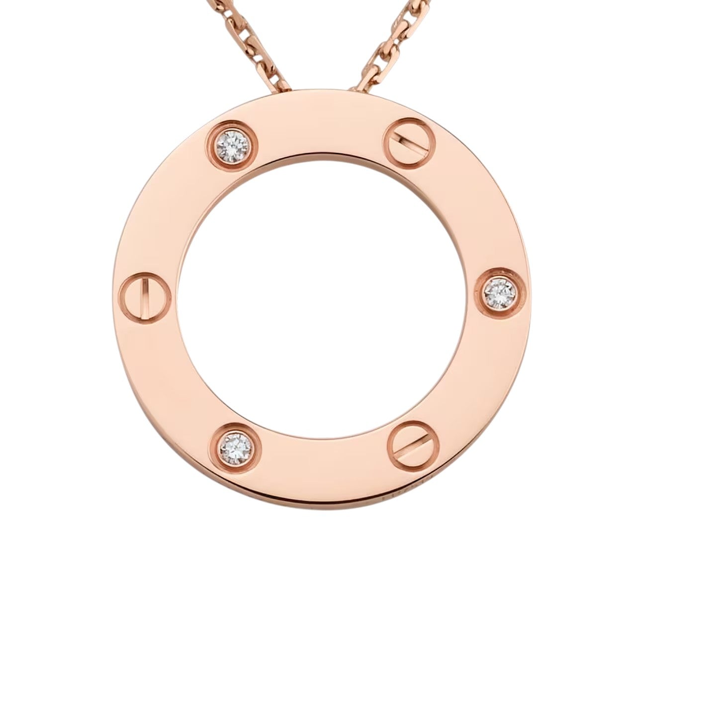 [Limara]LOVE LARGE CIRCULAR PENDANT 3-DIAMOND NECKLACE