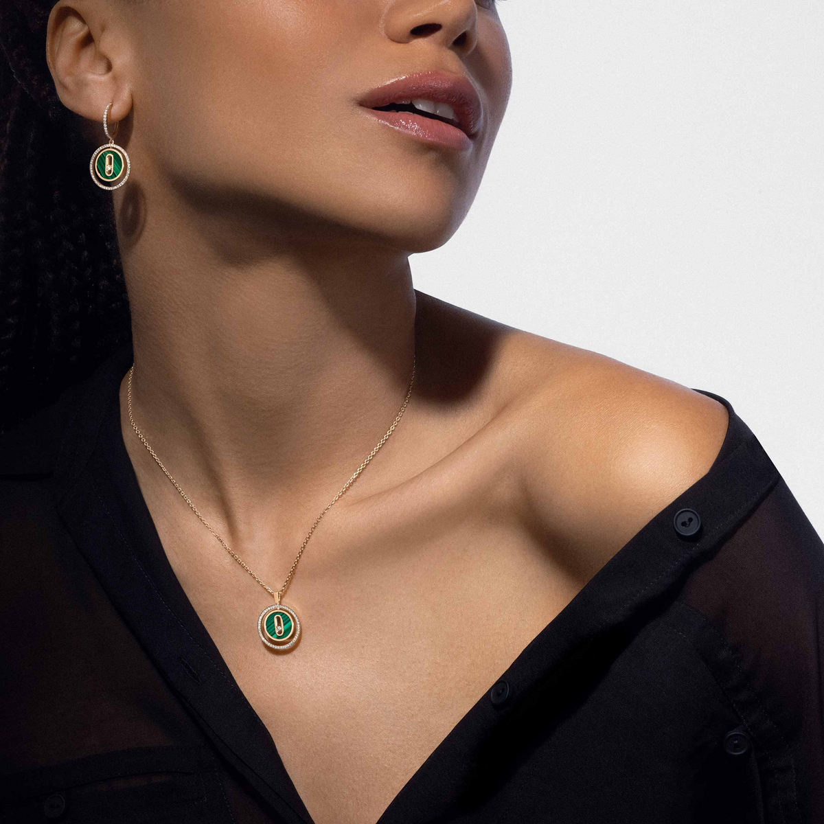 [Limara]LUCKY MOVE 1 DIAMOND MALACHITE GOLD DIAMOND NECKLACE