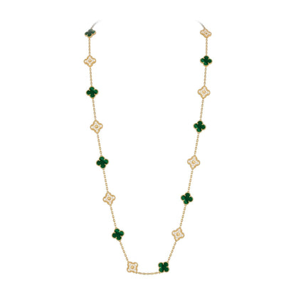 [Limara]CLASSIC 20-MOTIF LUCKY CLOVER LONG NECKLACE GOLD COLLECTION