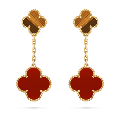 [Limara]CLOVER DUAL-MOTIF STATEMENT STUD EARRINGS - DOUBLE-CHARM COLLECTION