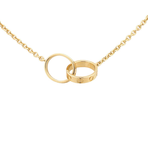 [Limara]LOVE DOUBLE-RING INTERLOCKED NECKLACE