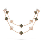 [Limara]CLASSIC 20-MOTIF LUCKY CLOVER LONG NECKLACE ROSE GOLD COLLECTION