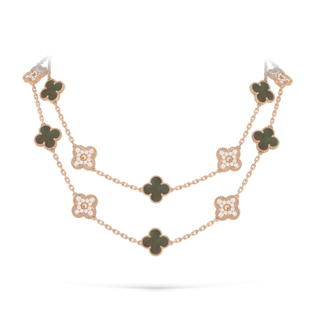 [Limara]CLASSIC 20-MOTIF LUCKY CLOVER LONG NECKLACE ROSE GOLD COLLECTION