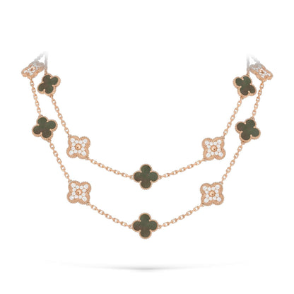 [Limara]CLASSIC 20-MOTIF LUCKY CLOVER LONG NECKLACE ROSE GOLD COLLECTION