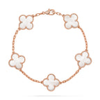 [Limara]LUCKY CLOVER 5-MOTIF-ARMBAND – WEISSES PERLMUTT-KOLLEKTION