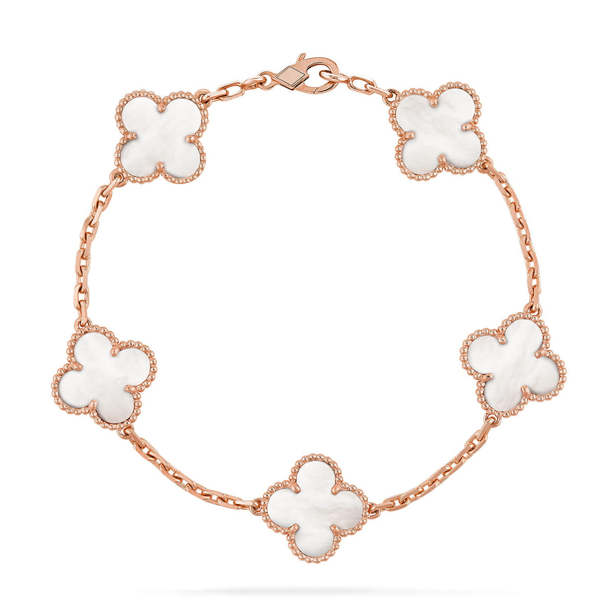 [Limara]LUCKY CLOVER 5-MOTIF BRACELET - WHITE MOTHER-OF-PEARL COLLECTION