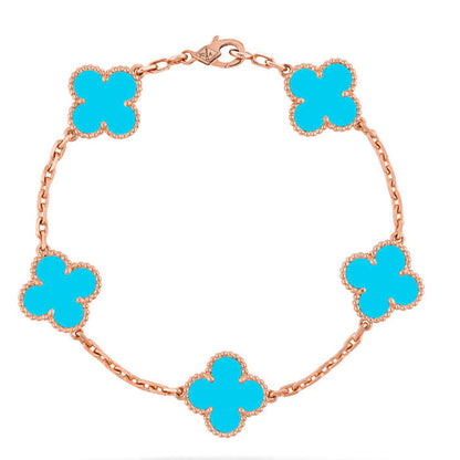 [Limara]LUCKY CLOVER 5-MOTIF BRACELET - TURQUOISE COLLECTION