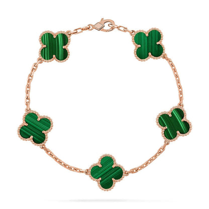 [Limara]LUCKY CLOVER 5-MOTIF BRACELET - MALACHITE COLLECTION